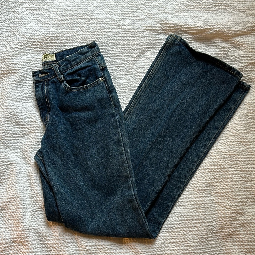interstate women dark denim flare jeans